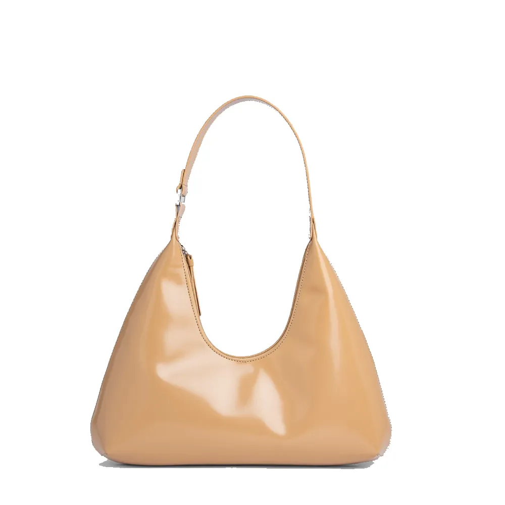 --Amber cream semi patent leather bag-