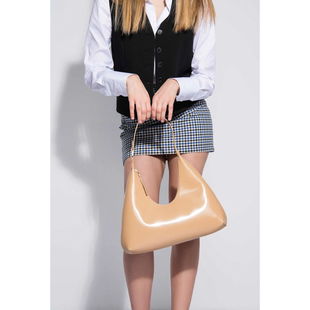 --Amber cream semi patent leather bag-