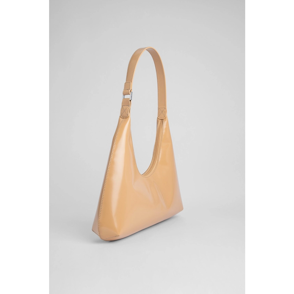 --Amber cream semi patent leather bag-