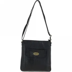 Ashwood Leather Croc Cross-Body Bag Black: L-70