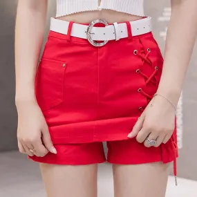 Bandage Women Denim Skirt Summer High Waist Chic Belt Jean Mini Skirt