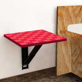 Bedside Table Folding Wall - Red Orange Check