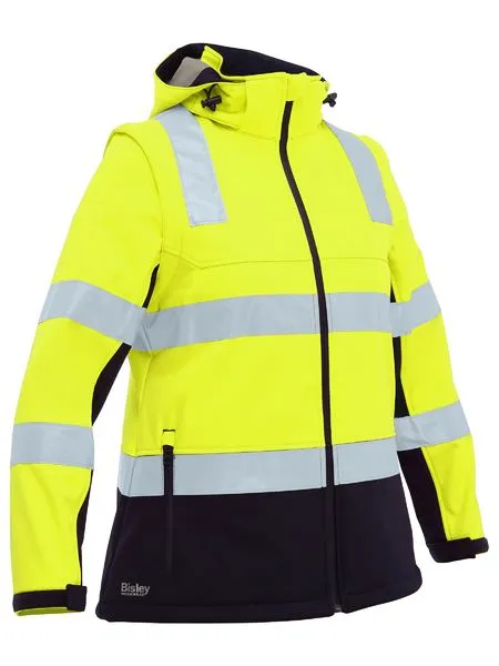 Bisley Women's Taped Two Tone Hi Vis 3-In-1 Soft Shell Jacket (BJL6078T)-