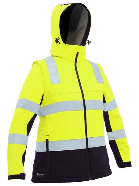 Bisley Women's Taped Two Tone Hi Vis 3-In-1 Soft Shell Jacket (BJL6078T)-