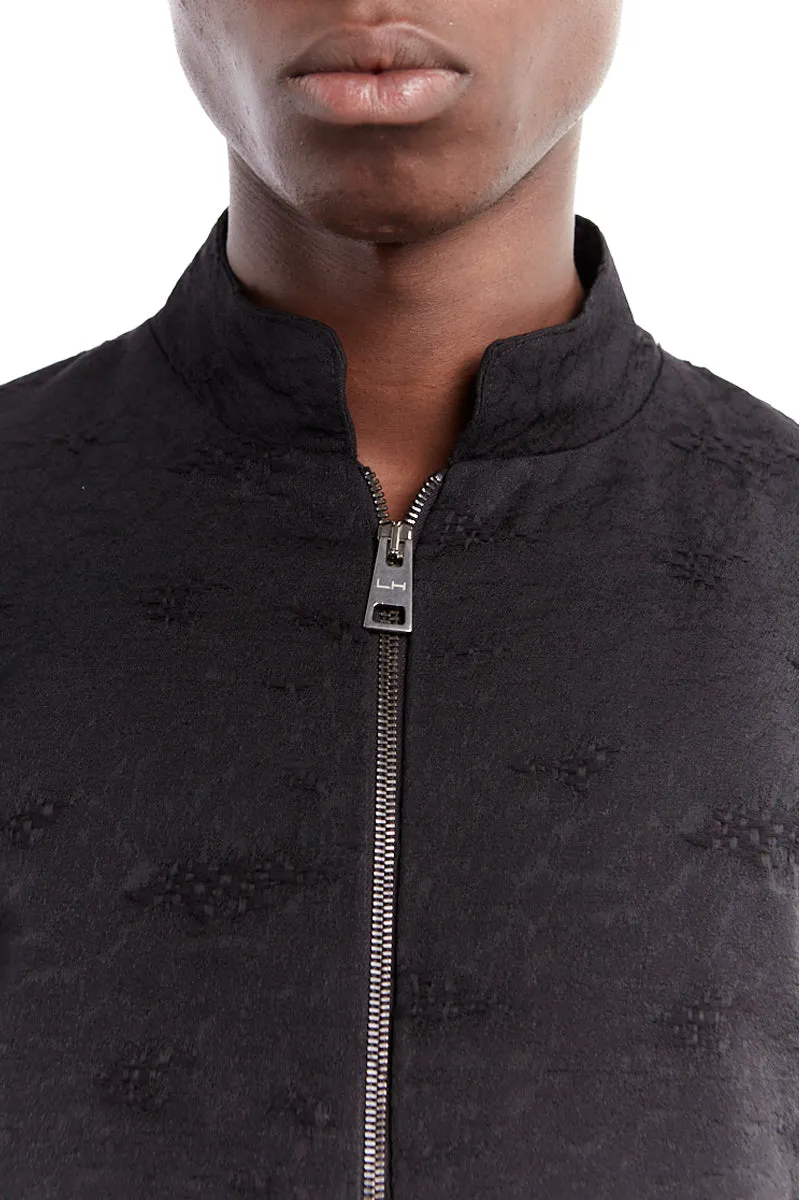 BLACK JACQUARD ZIP JACKET