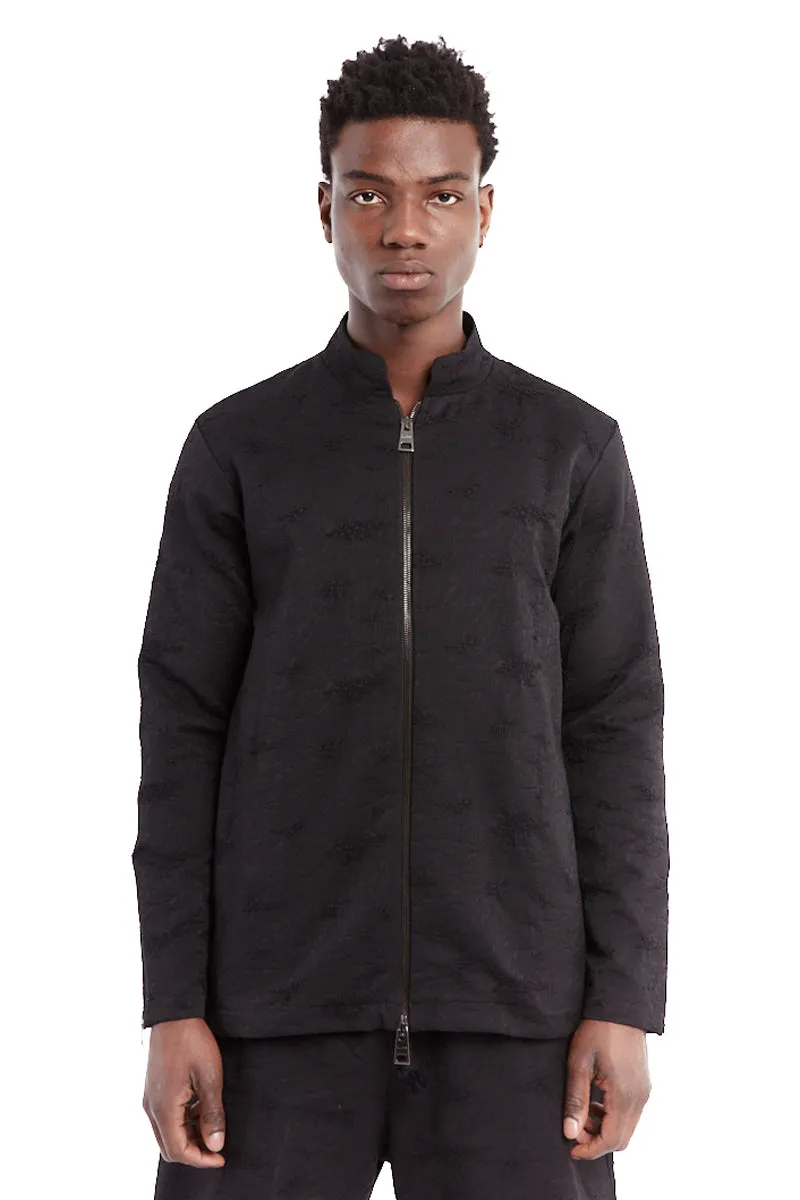 BLACK JACQUARD ZIP JACKET