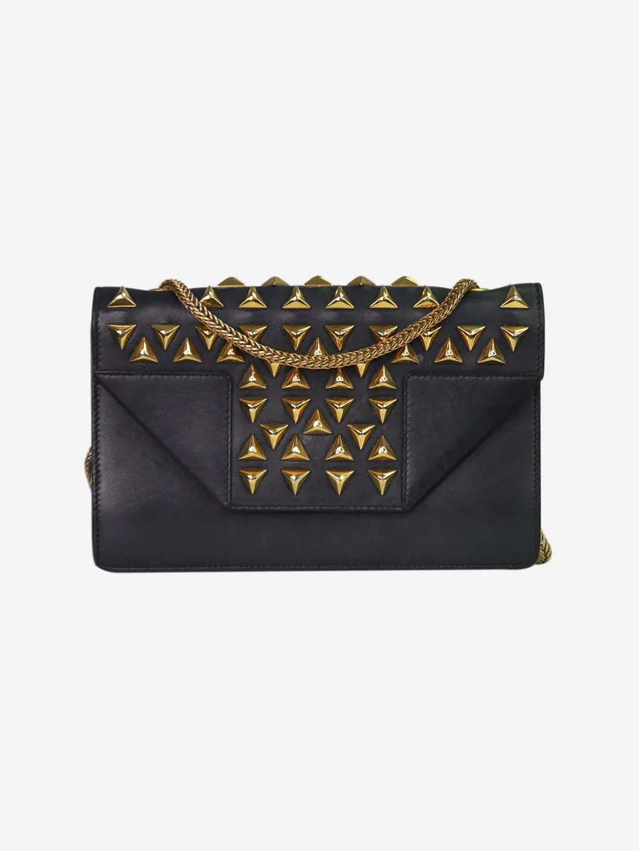   Black leather studded shoulder bag