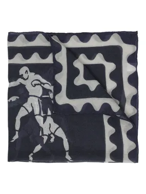 Boxing Light Wool Scarf - Navy White Fighter