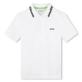 Boys White J50761 Tipped Polo Shirt