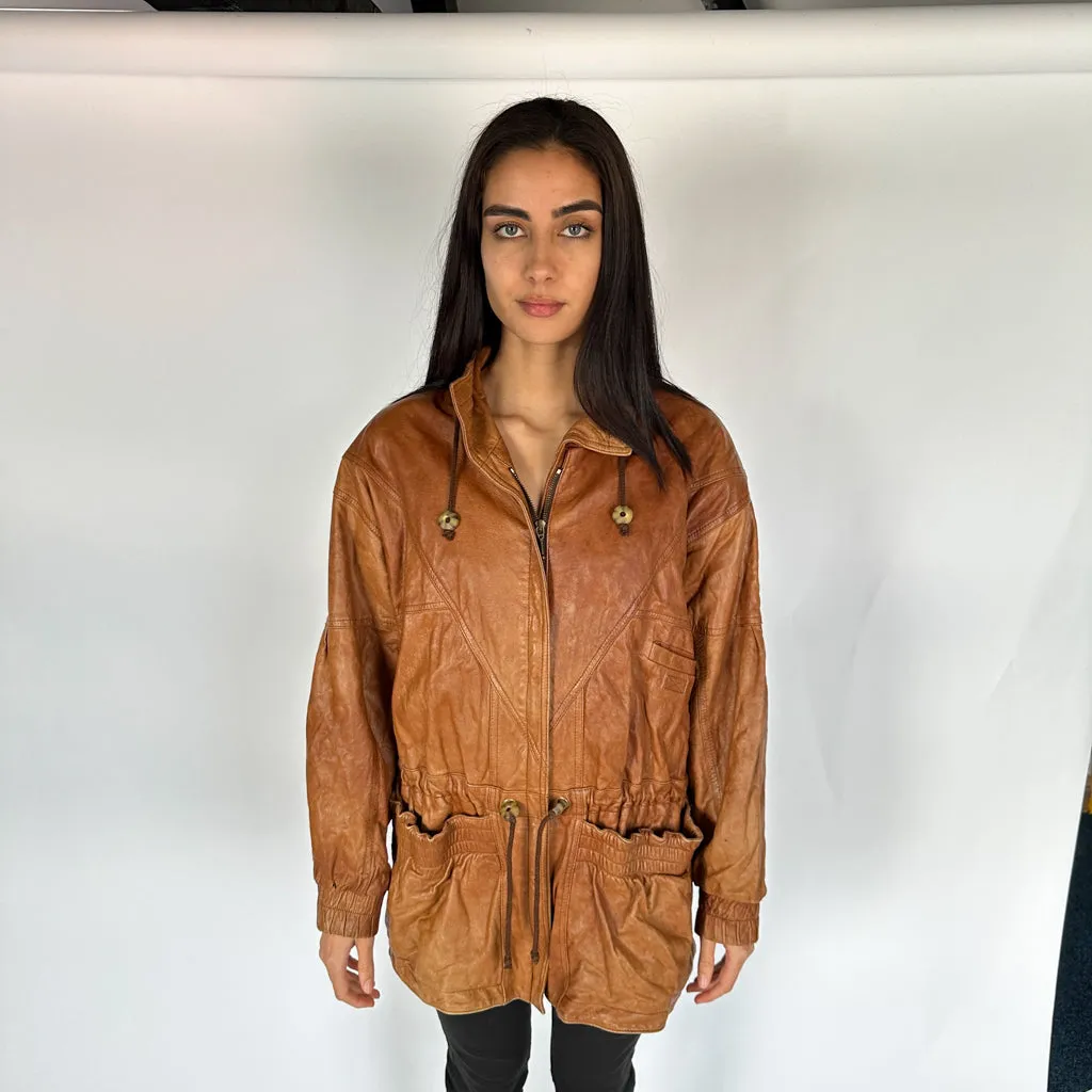 Brown 90s Leather Jacket (L)