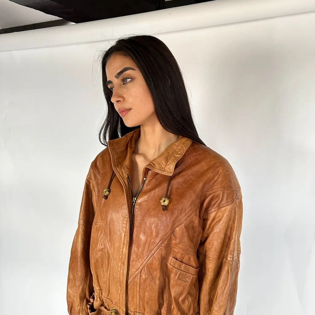 Brown 90s Leather Jacket (L)