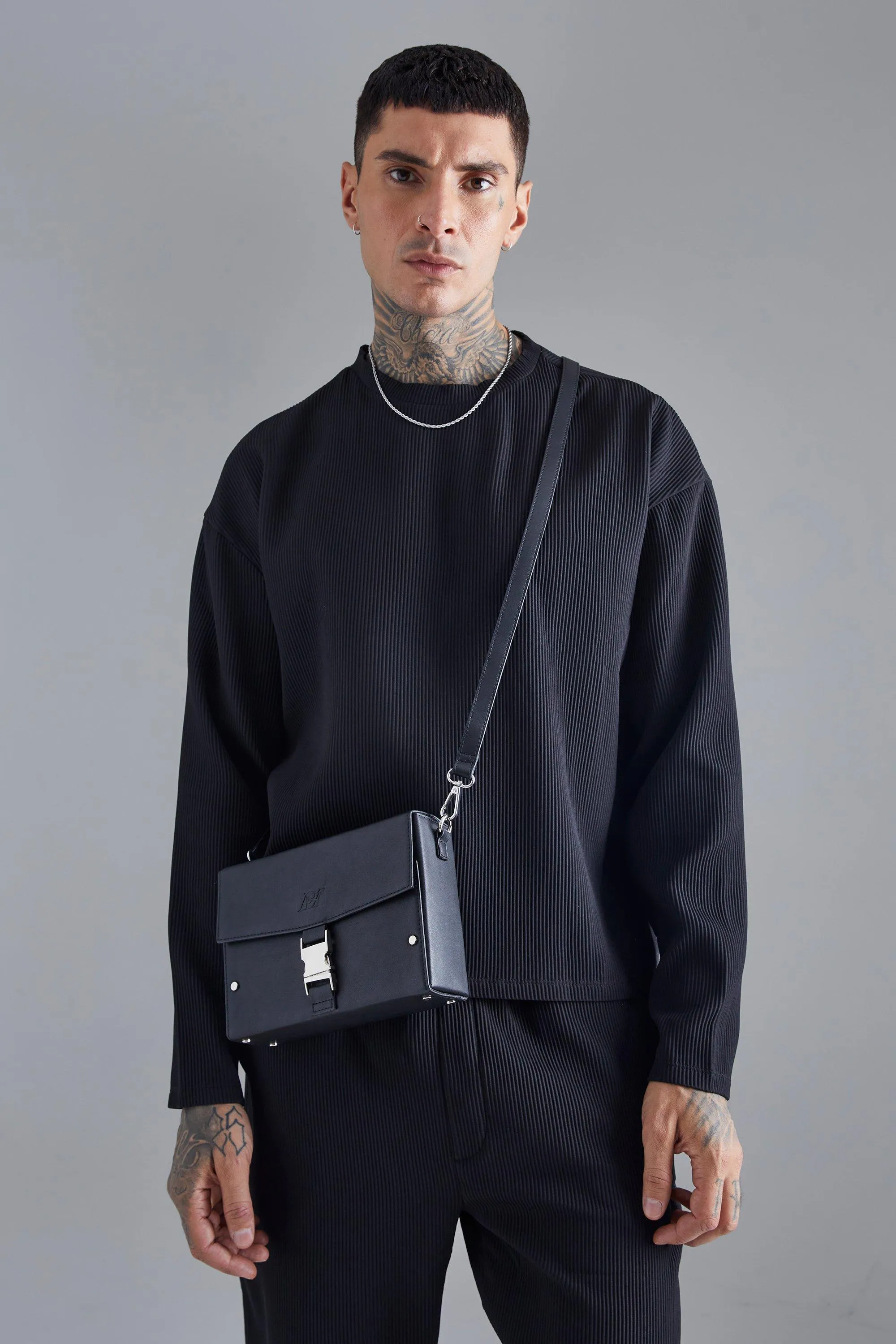 Buckle Detail Smart Cross Body Bag | boohooMAN UK