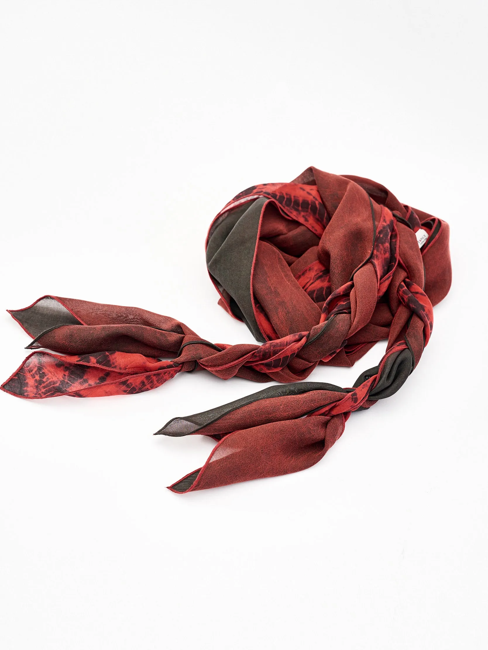 Chiffon Tie-Dye Gambiered Guangdong Silk Braided Scarf