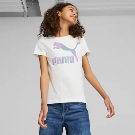 CLASSICS Iridescent Logo Tee - Youth 8-16 years | PUMA White | PUMA SHOP ALL PUMA | PUMA 