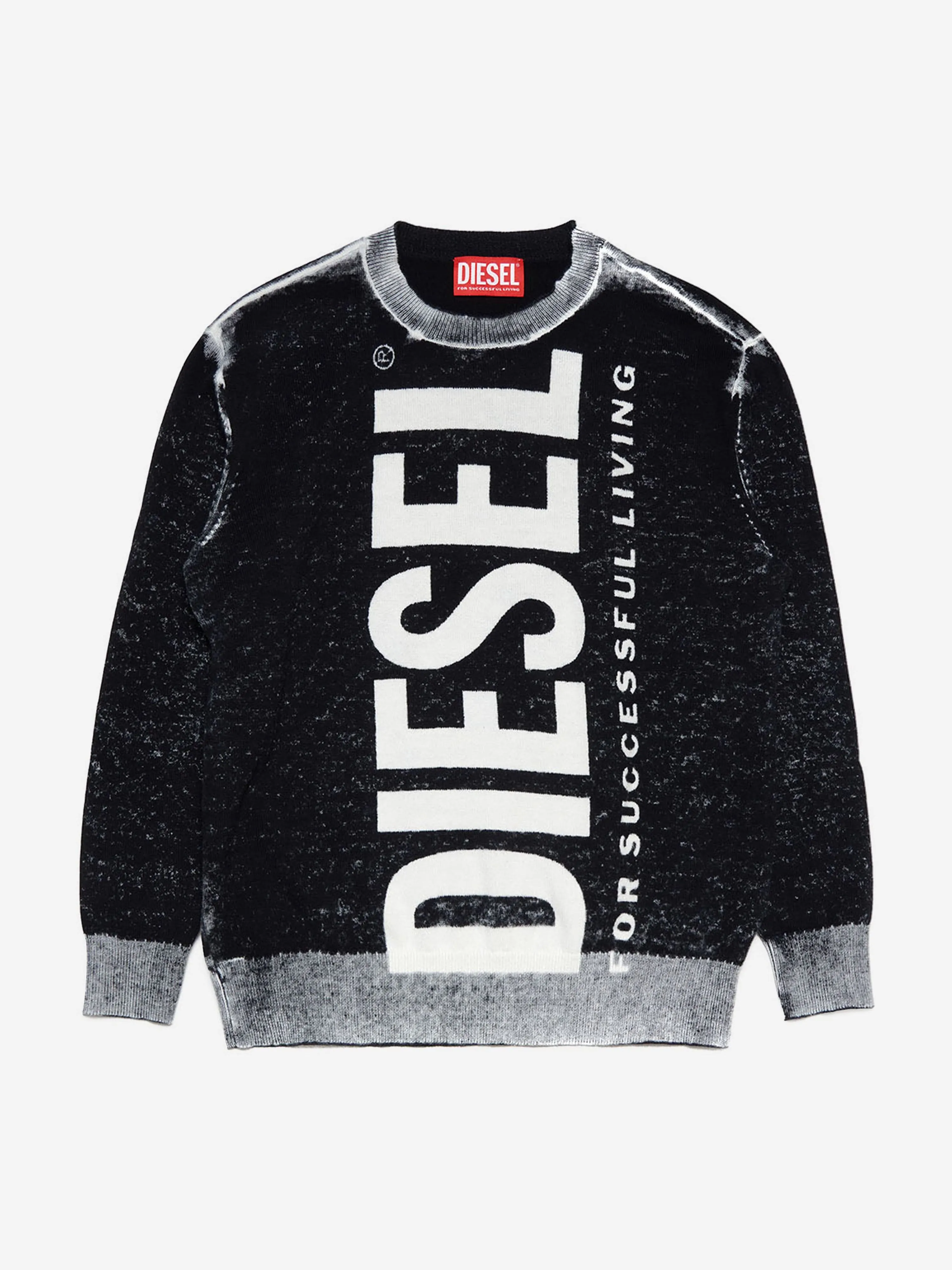 Diesel Boys Shaved Knit Pullover in Black