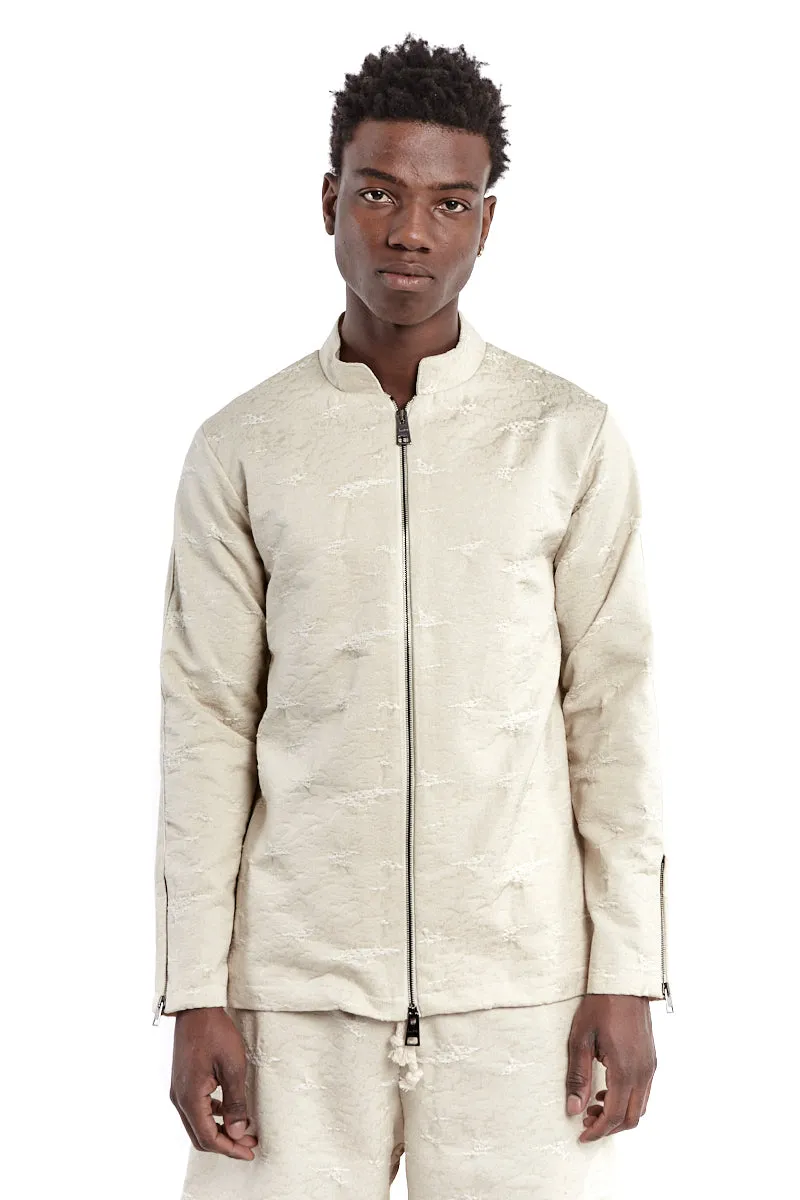 ECRU JACQUARD ZIP JACKET