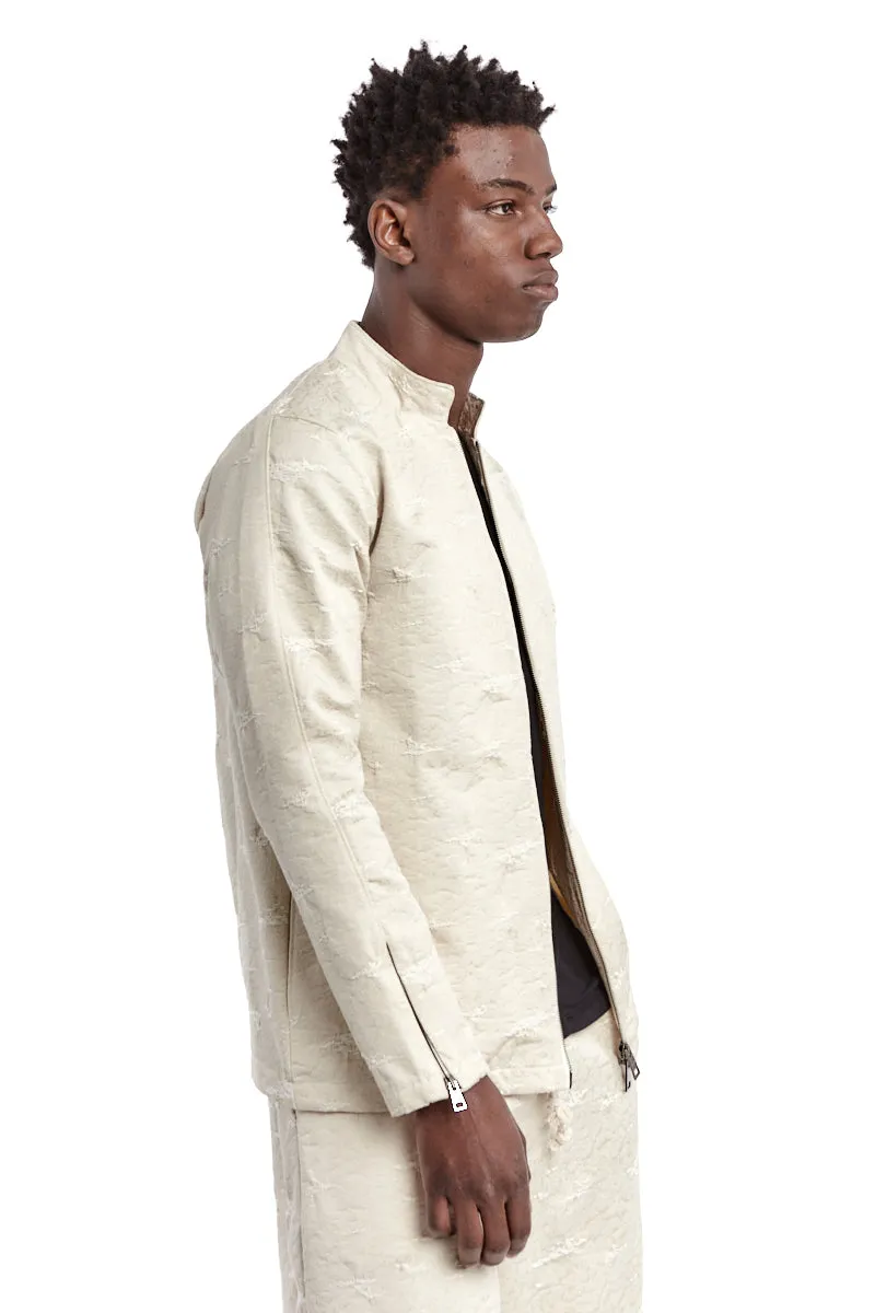 ECRU JACQUARD ZIP JACKET