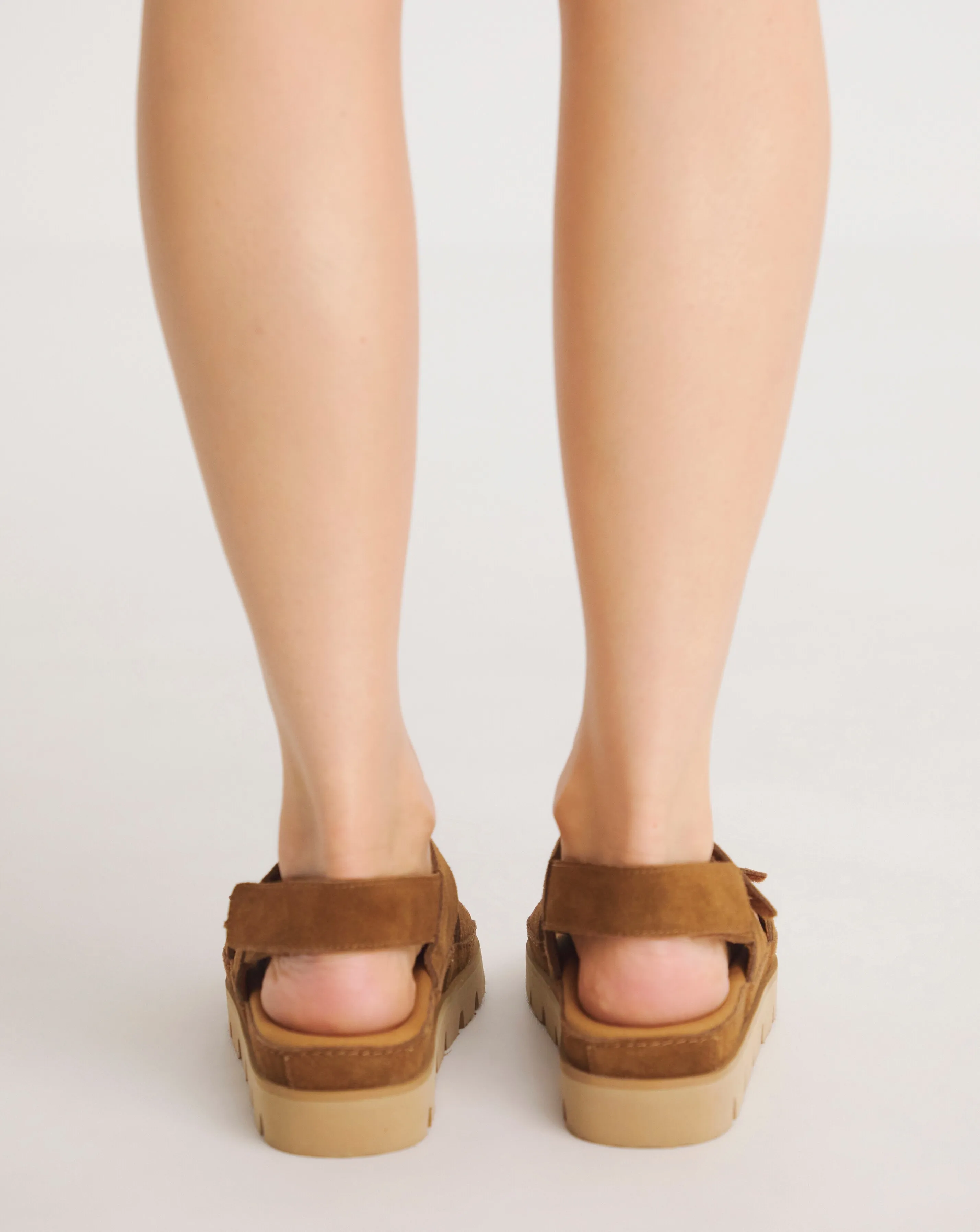 Edie Chunky Suede Touch and Close Sandals Wide E Fit | Simply Be