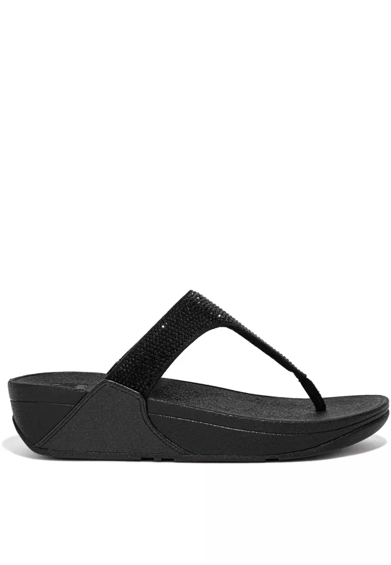 FitFlop FitFlop LULU Women's Crystal Embellished Toe-Post Sandals - Black (EC5-090)