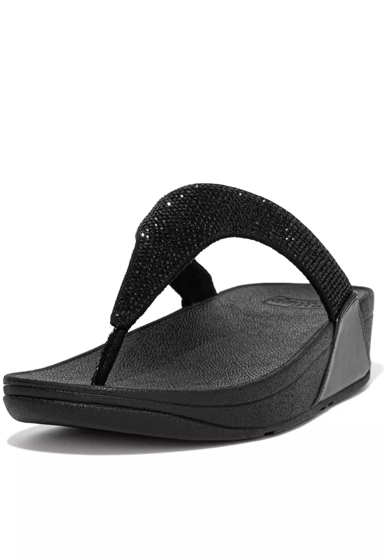 FitFlop FitFlop LULU Women's Crystal Embellished Toe-Post Sandals - Black (EC5-090)