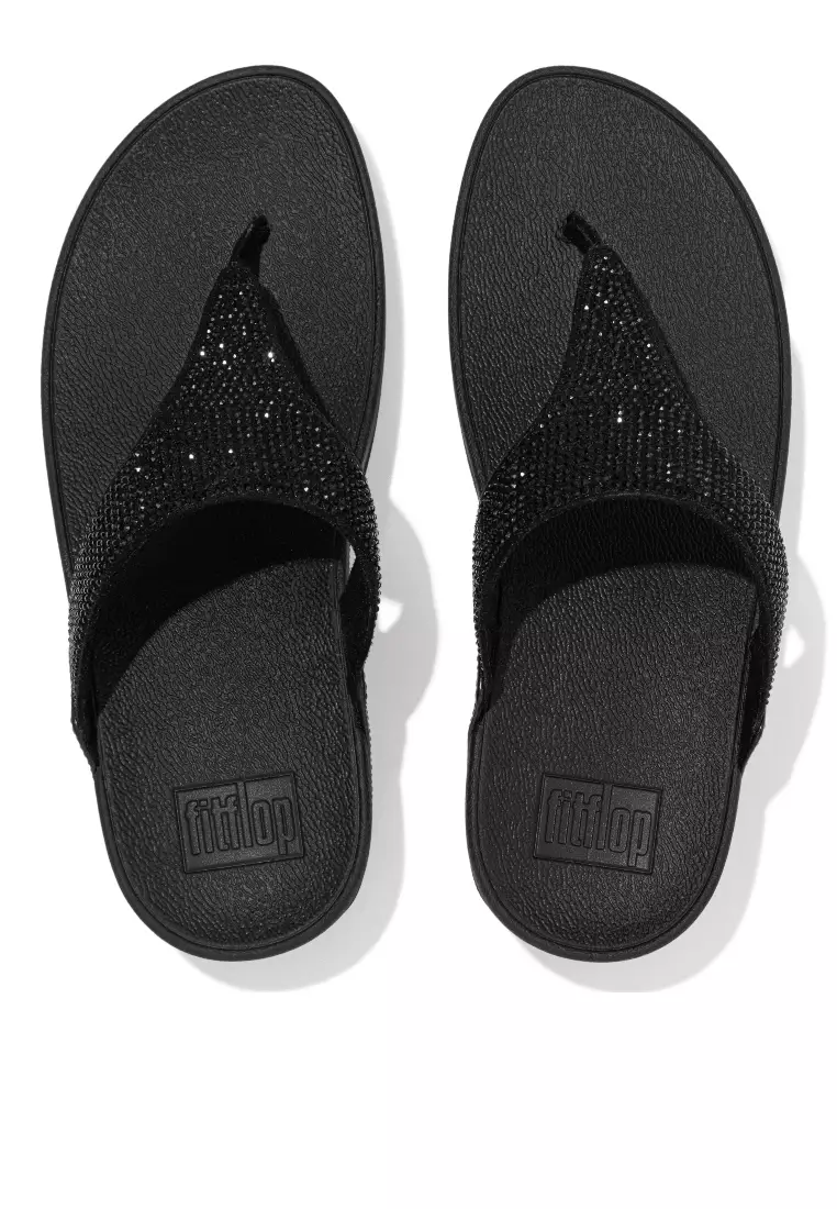 FitFlop FitFlop LULU Women's Crystal Embellished Toe-Post Sandals - Black (EC5-090)