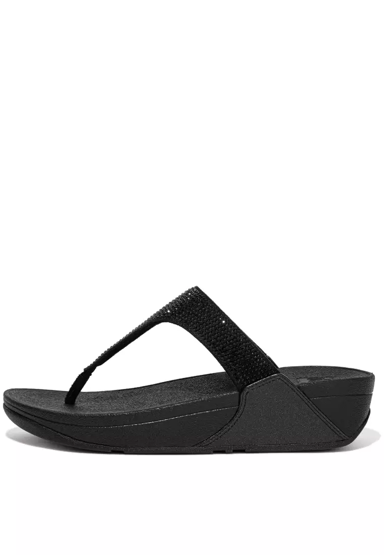 FitFlop FitFlop LULU Women's Crystal Embellished Toe-Post Sandals - Black (EC5-090)