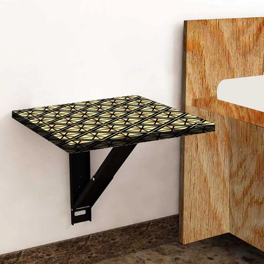 Folding Side Table for Bedroom - Geometric Diamond