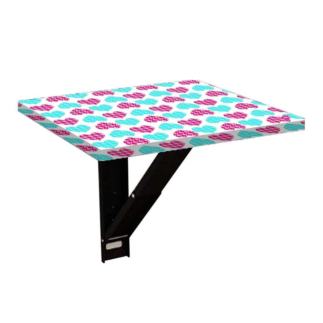 Folding Side Table for Bedroom - Hearts Pink and Blue