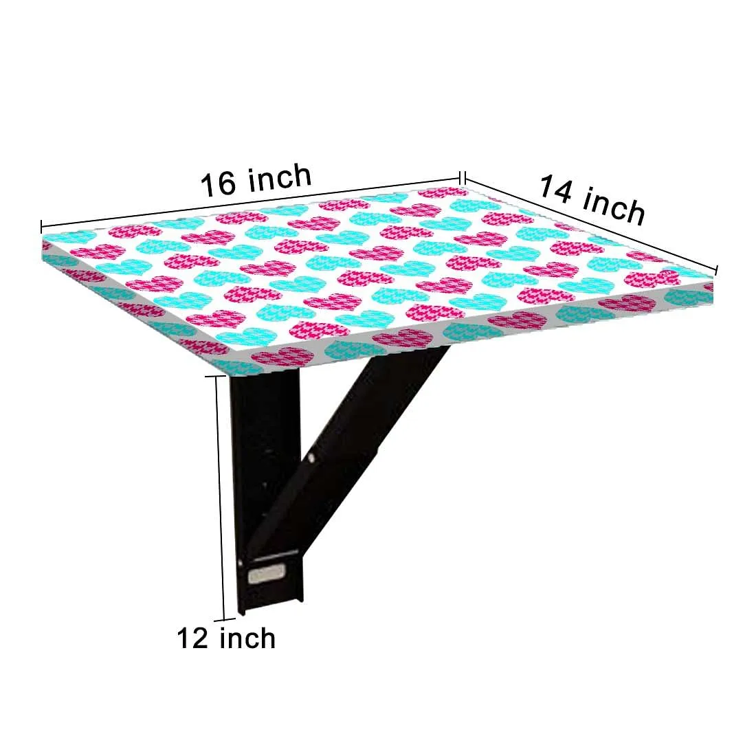 Folding Side Table for Bedroom - Hearts Pink and Blue