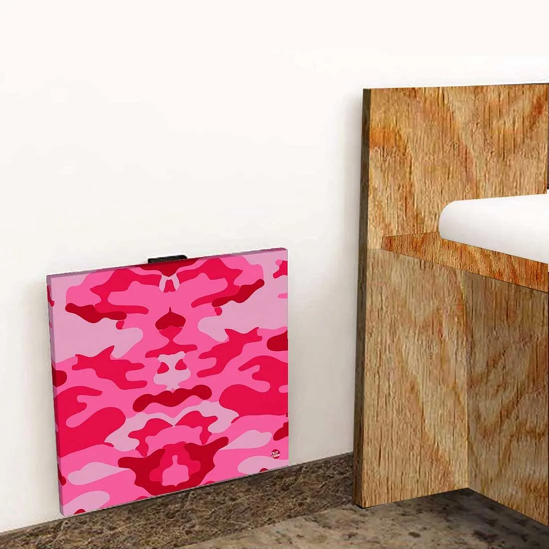 Folding Wall Mount Bedside Table - Army Camouflage Pink