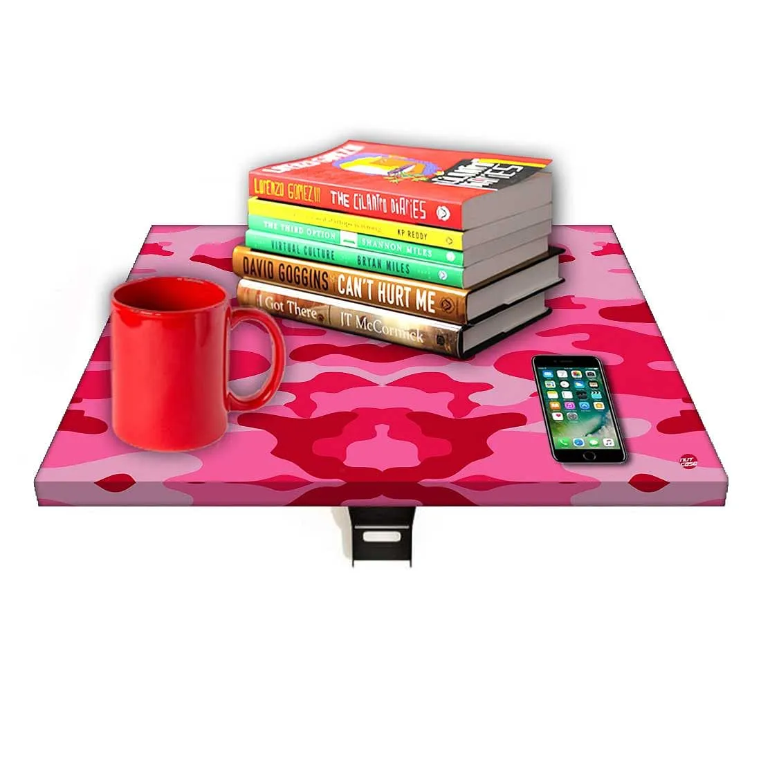 Folding Wall Mount Bedside Table - Army Camouflage Pink