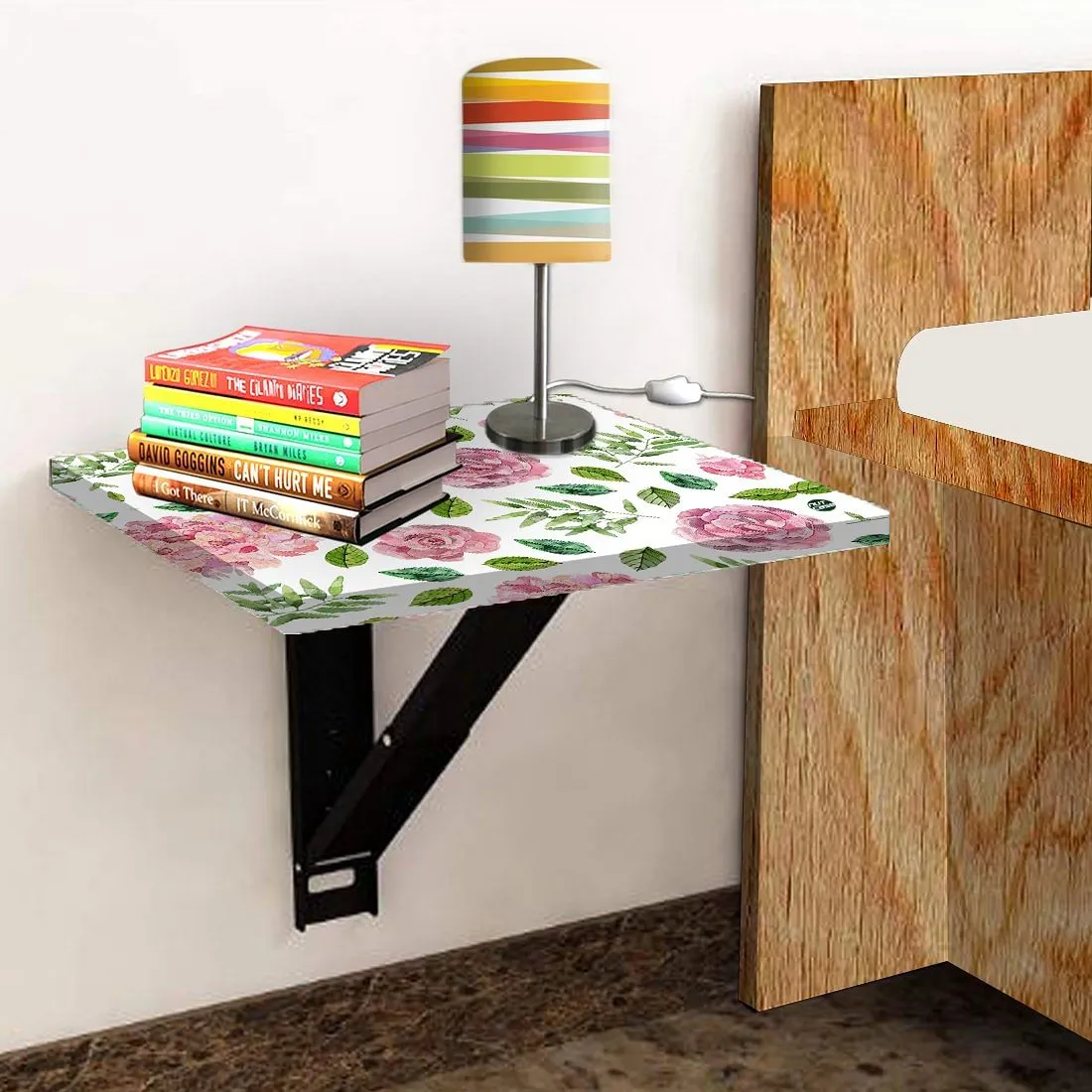 Folding Wall Mount Bedside Table - Floral Designer