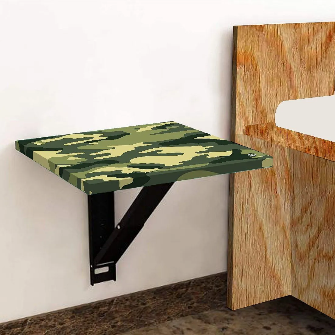 Folding Wall Mounted End Table For Bedroom    - Army Camouflage