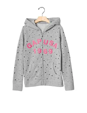 GAP Girls Grey Logo Starry Zip Hoodie