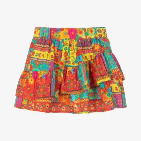 Girls Floral Print Cotton Skirt