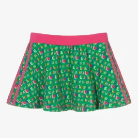 Girls Green Cotton Skater Skirt