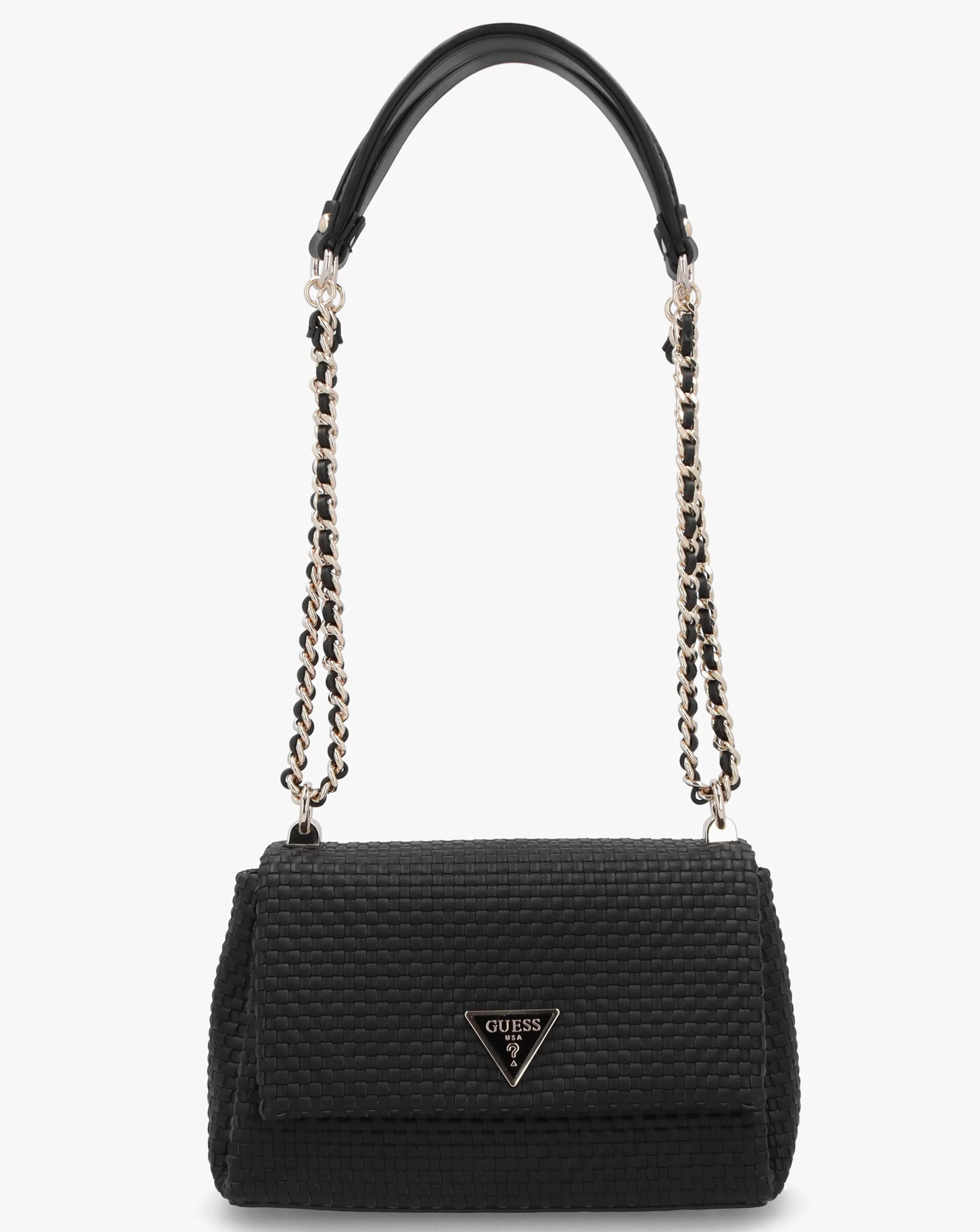 Guess Etel Woven Black Cross-Body Bag | Simply Be