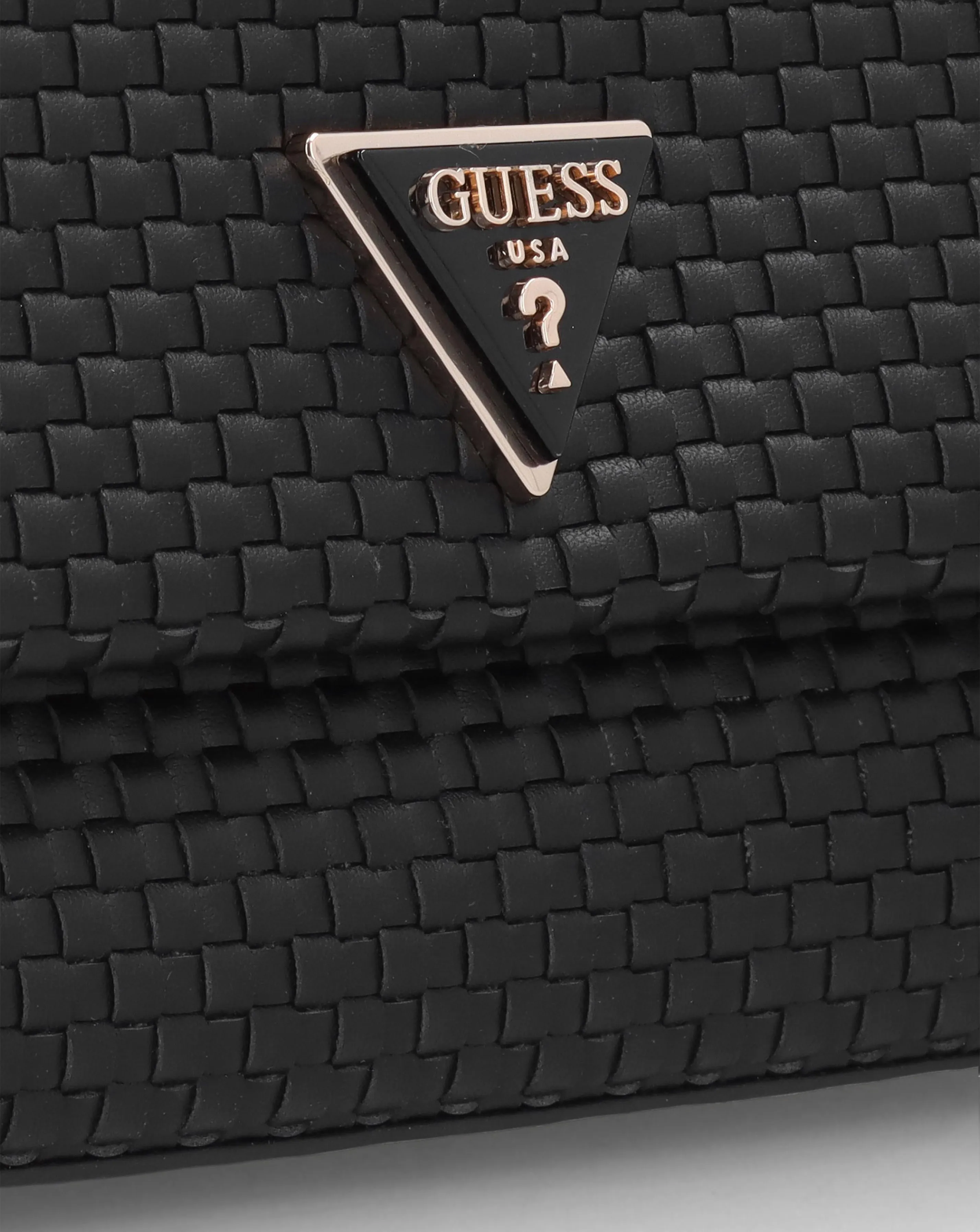 Guess Etel Woven Black Cross-Body Bag | Simply Be