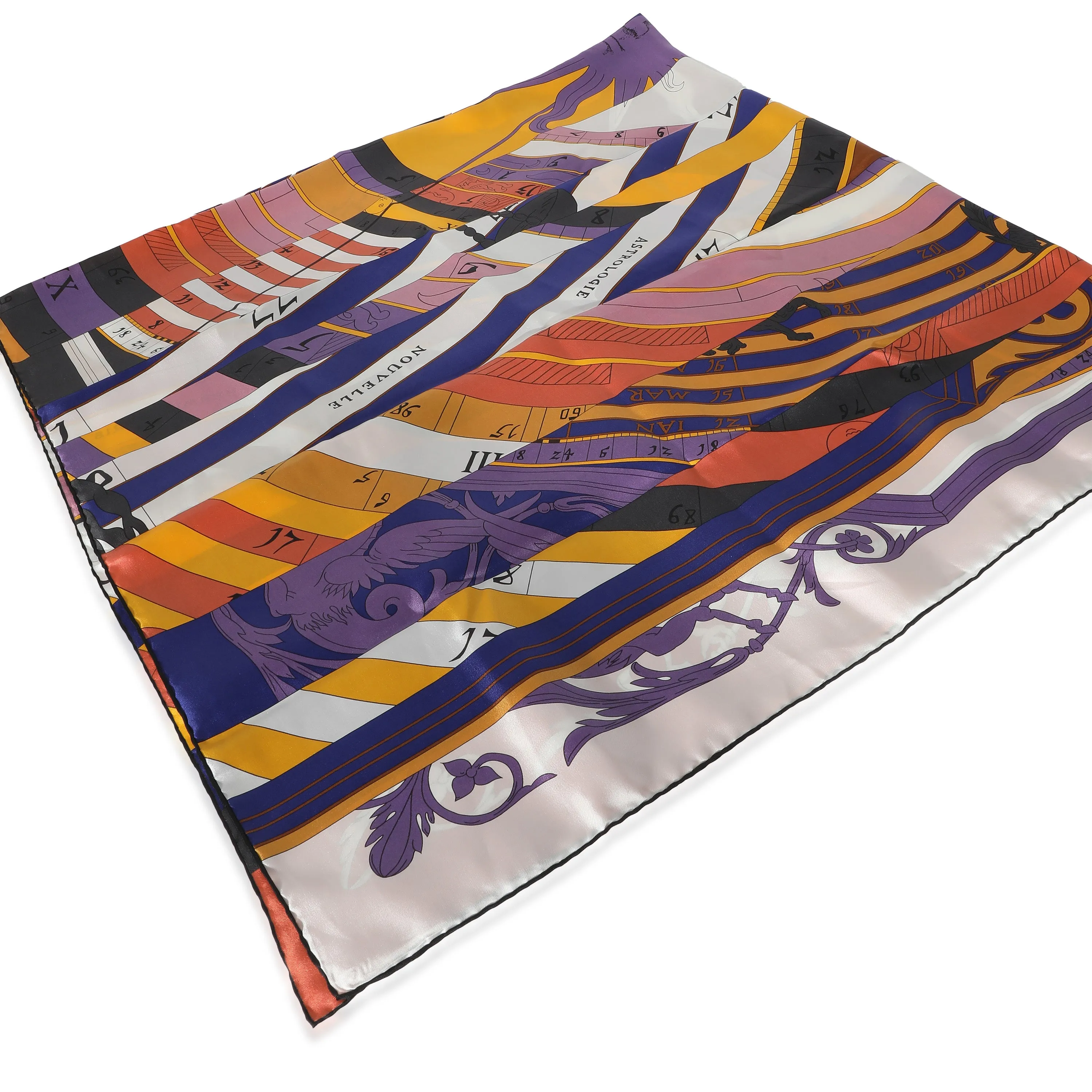 Hermès Purple Yellow Silk Astrologie Nouvelle Scarf 140