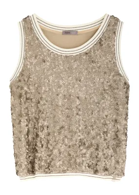 HERNO Stripe-trim sequin-embellished tank  -                         -                     -                