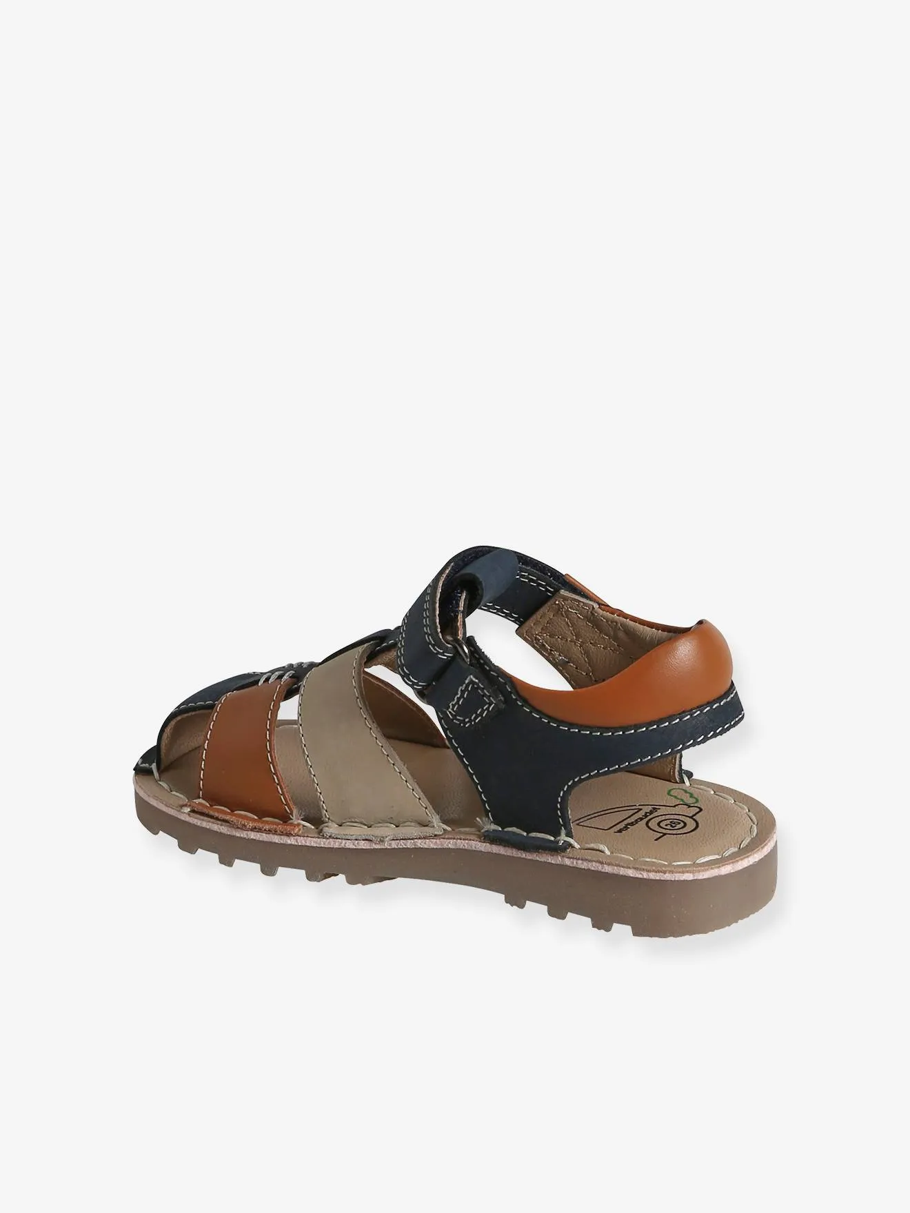 Hook-and-Loop Leather Sandals for Children, Designed for Autonomy - beige