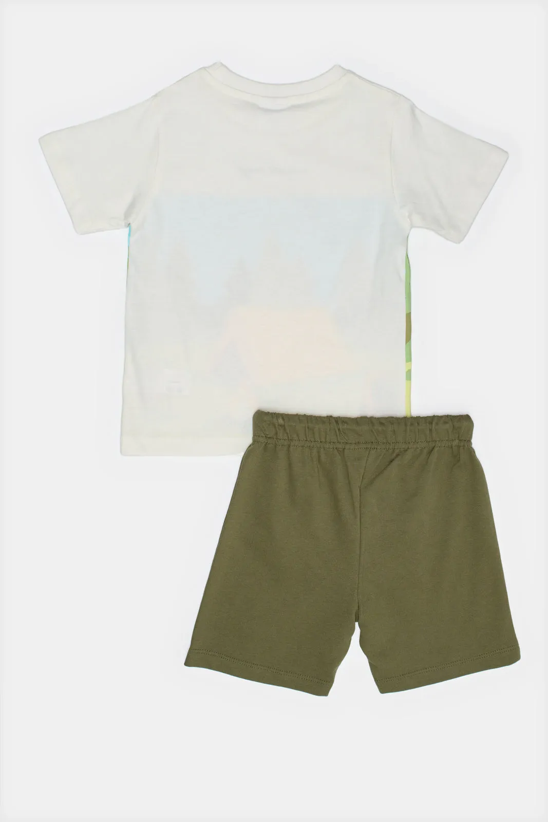 Infant Boys Olive And White Camping Print Casual Set (2 Piece)