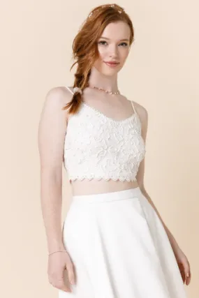 Junie Cropped Lace Wedding  Tank Top