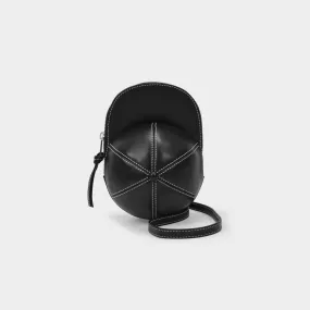 J.W. Anderson  Midi Cap Bag in Black Grained Leather