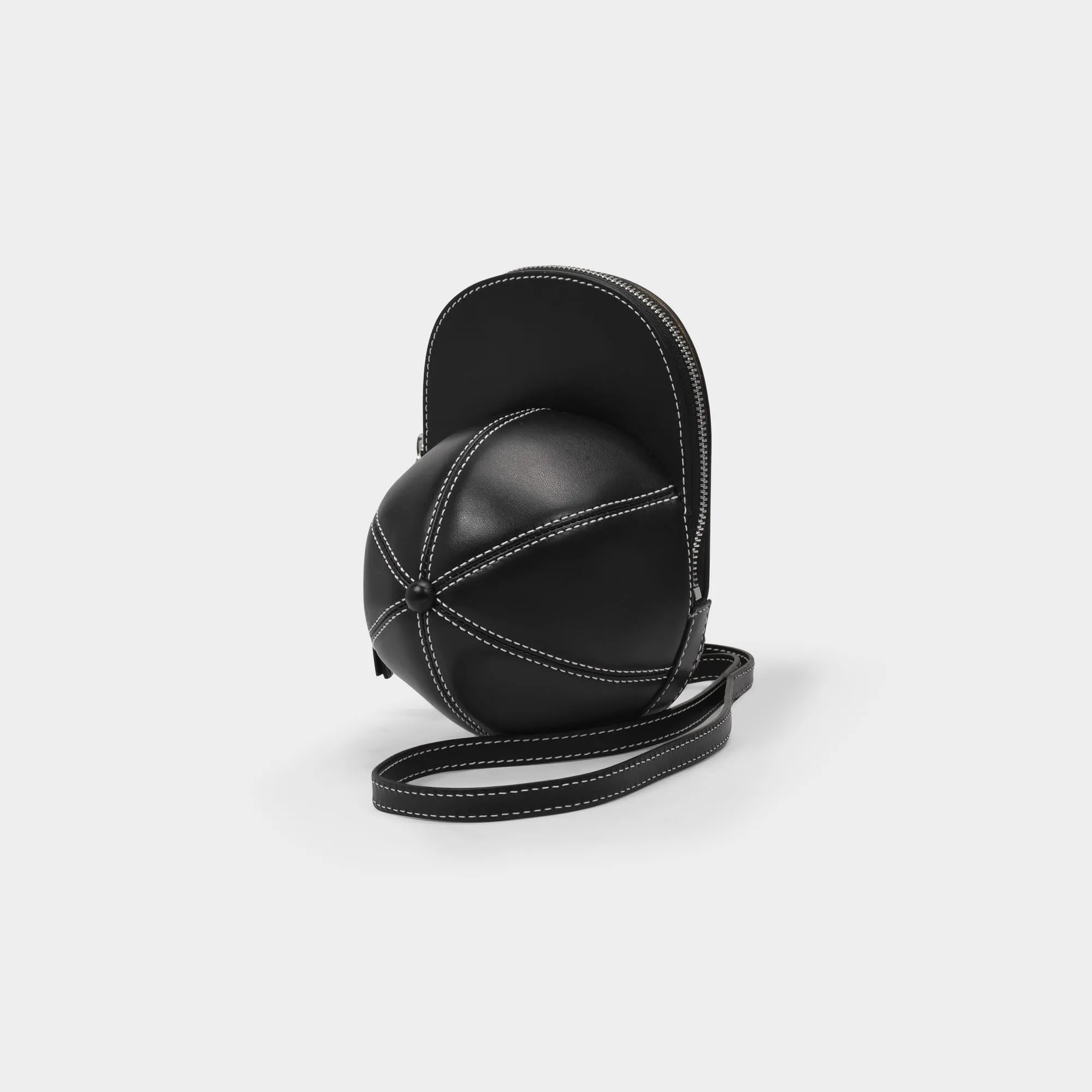 J.W. Anderson  Midi Cap Bag in Black Grained Leather