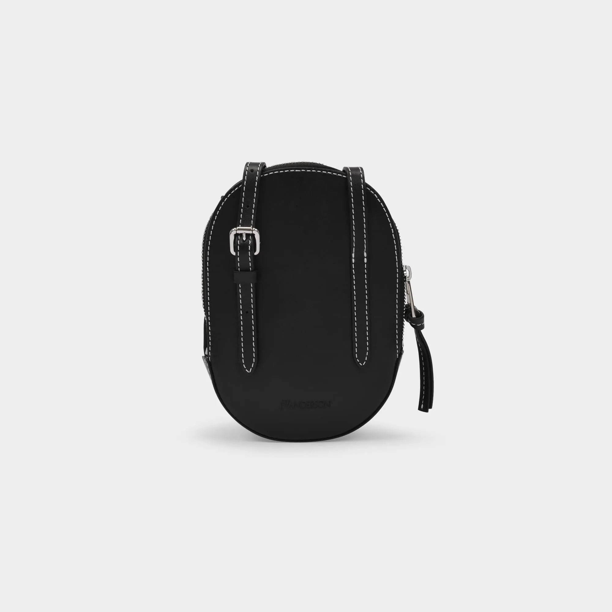 J.W. Anderson  Midi Cap Bag in Black Grained Leather