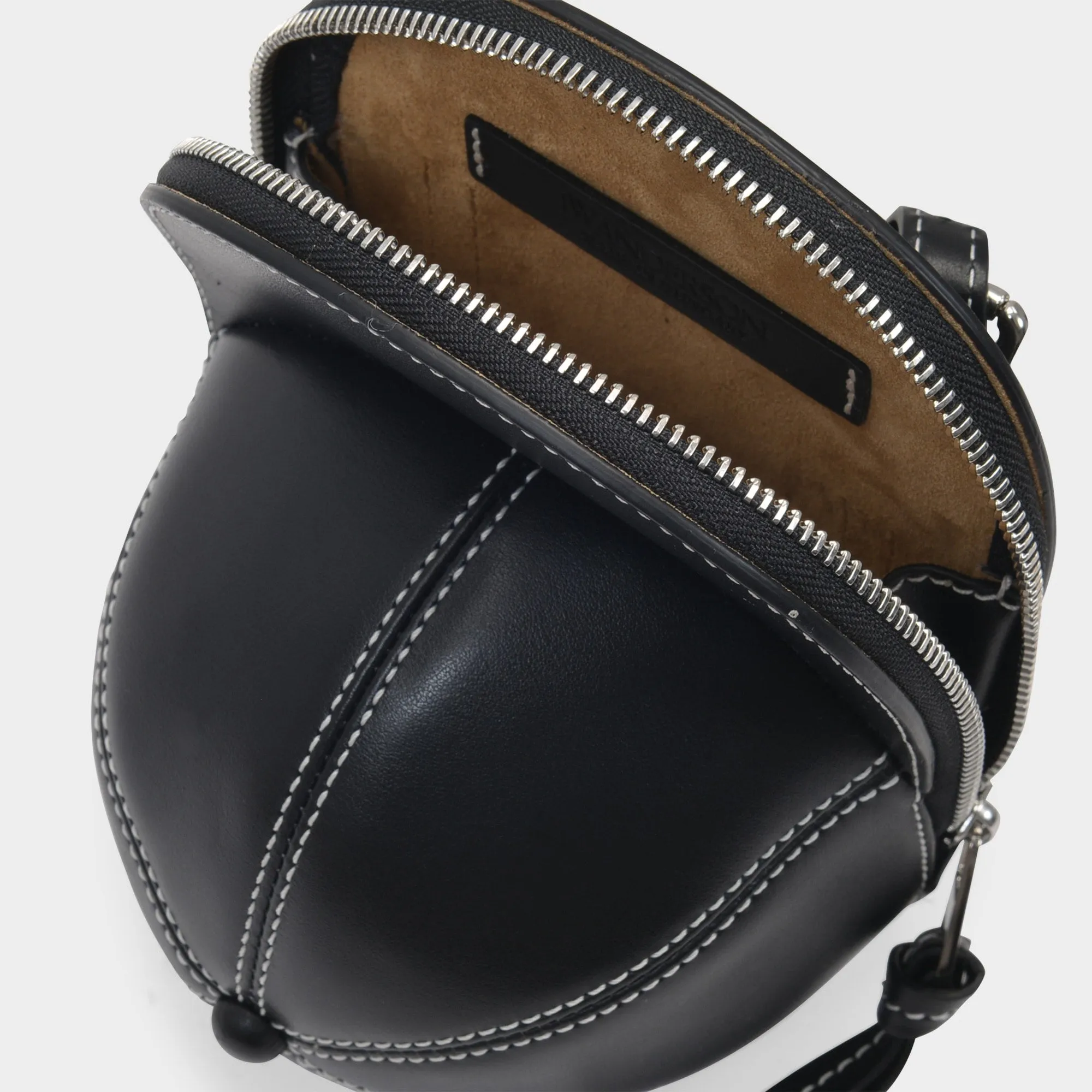 J.W. Anderson  Midi Cap Bag in Black Grained Leather