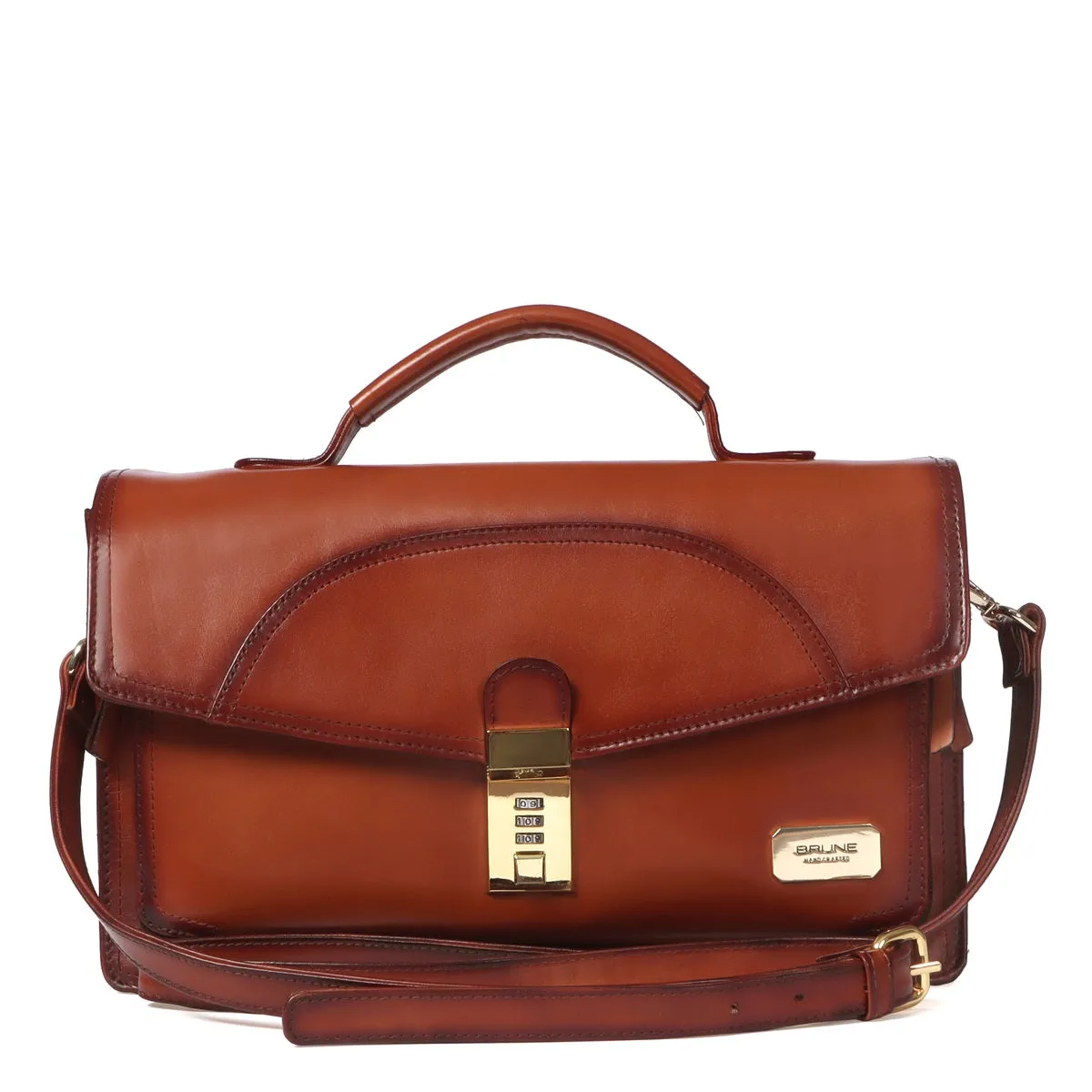 Ladies Sling/Hand-Bag In Tan Leather