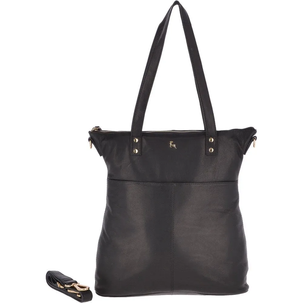 Large Leather Multi-Function Leather Bag  Black  - Ela 1604