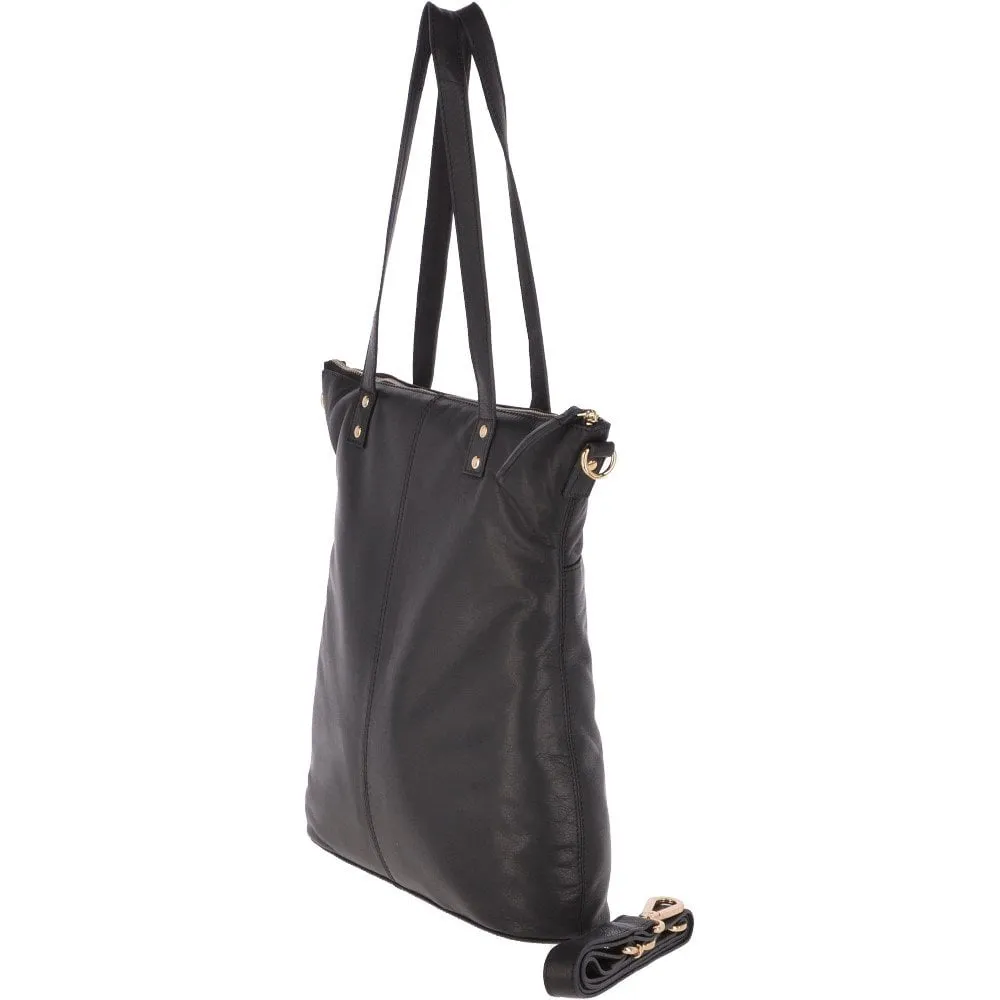 Large Leather Multi-Function Leather Bag  Black  - Ela 1604